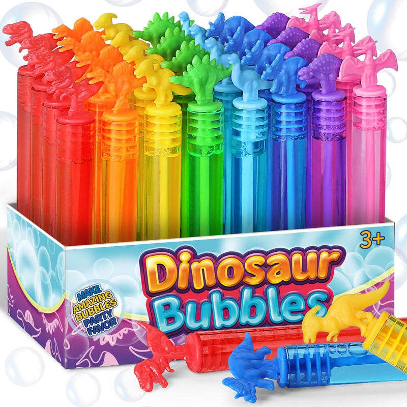 Uzoxlsn 32 Piece Mini Dinosaur Bubble Wand 8 Style Dino Theme Party Favors Neon Toy for Kids Child Pinata Suffer Goodie Bags Filler School Classroom Prizes Summer Outdoor Gifts for Girl Boy - Image 3