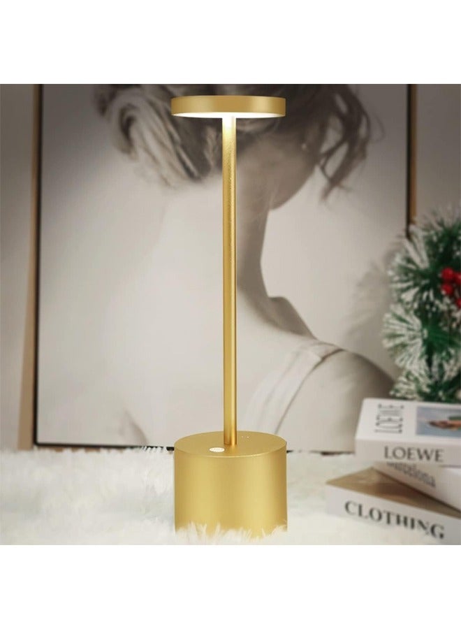 Taimi Rechargeable Cordless Metal Table Lamp Outdoor Portable Battery Operated Desk Lamps 3-Levels Brightness Wireless Powered Small Night Light for Restaurants Garden Patio Bedroom Gold - Image 2