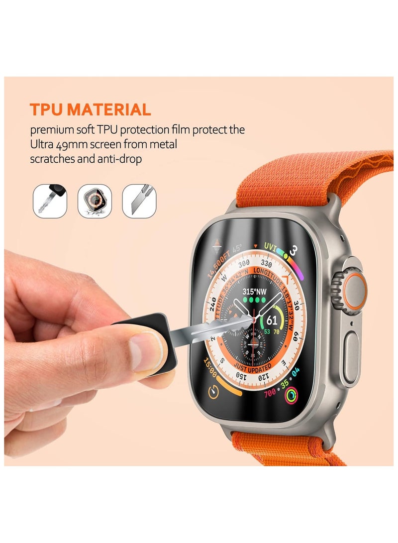 O Ozone [2 Pack] Screen Protector for Apple Watch Ultra 49mm, Flexible TPU Screen Protector Shockproof Full Screen Coverage Bubble Free Anti-Scratch HD Film  - Image 2