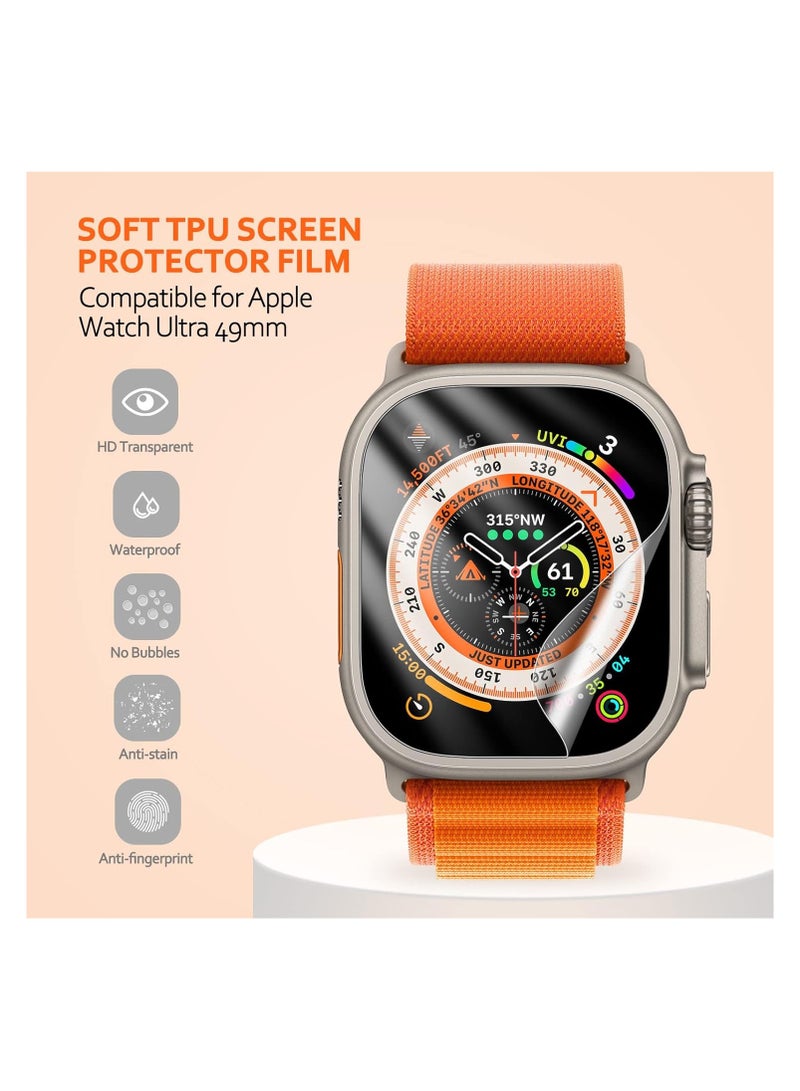 O Ozone [2 Pack] Screen Protector for Apple Watch Ultra 49mm, Flexible TPU Screen Protector Shockproof Full Screen Coverage Bubble Free Anti-Scratch HD Film  - Image 4