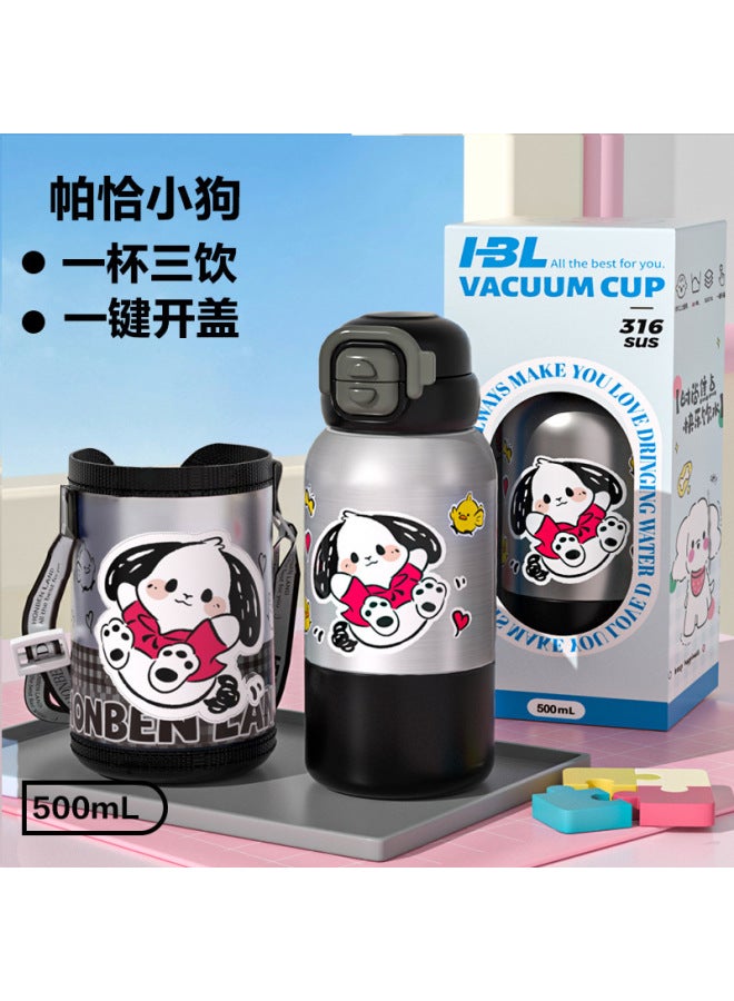 New Cartoon Children's Thermos Cup Baby Water Cup With Straw Children's Double Drinking Cup Strap Portable Children's Water Cup