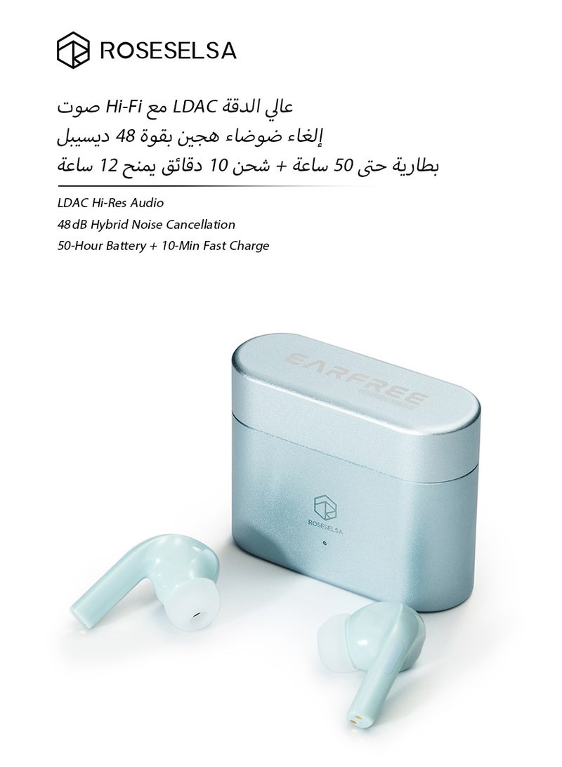 ROSESELSA Earfree i5 true wireless earbuds， Earbuds with Noise Cancellation, TWS Bluetooth Earphones, 48dB ANC Earbuds, 50H Battery, 54ms Gaming Earbuds, Airbuds, In Ear Earbuds, Aluminum Case, LDAC Hi-Res - Image 1