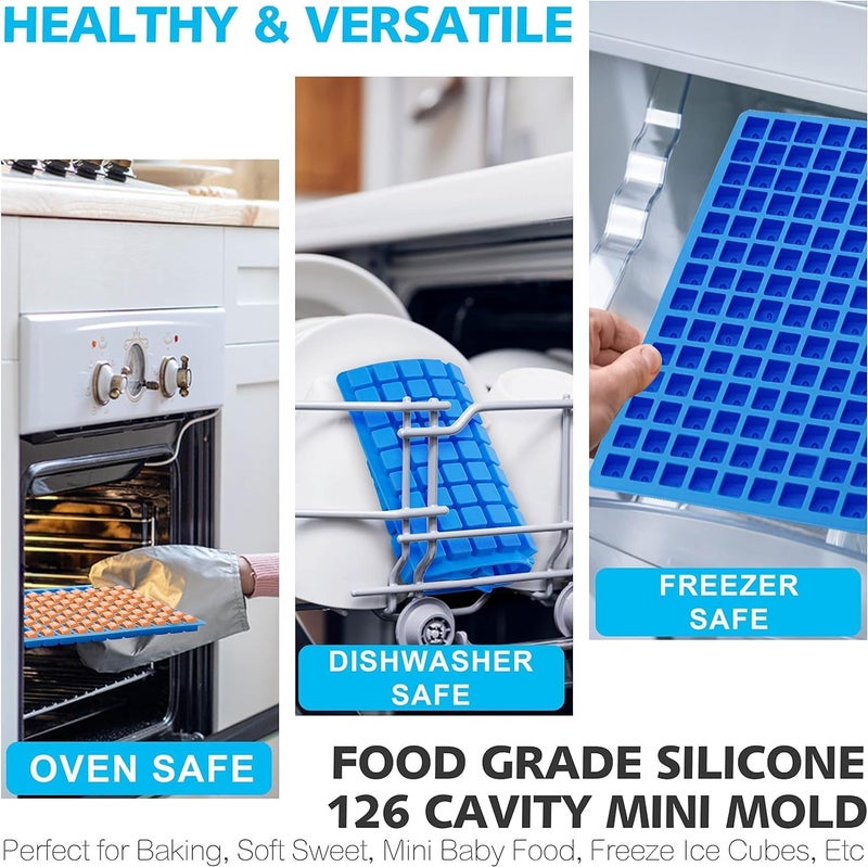 LEGACYCART 126 Cavity Mini Square Silicone Mould with 2 Droppers for Candy Chocolate Gummy Caramel Ganache Ice Cubes Jelly Truffles Pralines Marshmallow Sour Chewable Candy Cake Decor - Image 4