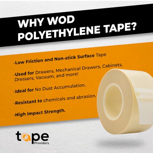 WOD Tape WOD SPT7A UHMW Polyethylene Transparent Film Slick Tape, 1/2 inch. x 36 yd. Aggressive Adhesive - Ideal For Squeak Reduction, Drawers, and Bearings - Image 2