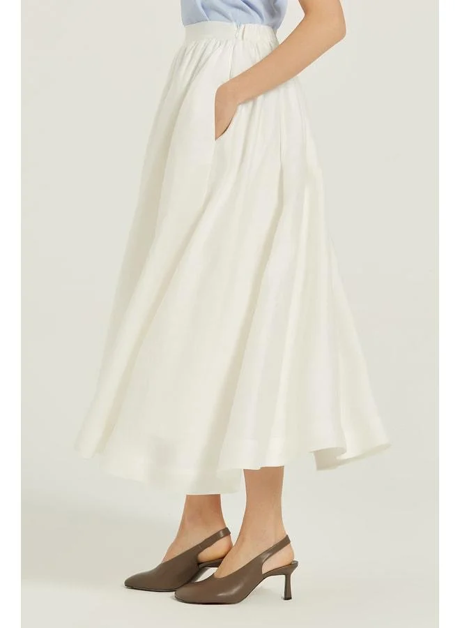 Mısırlı 1951  Ecru Pocket-Detail Long A-Line Skirt. for Women | Best Price UAE