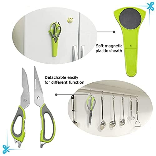 DARKFISH Kitchen Scissors Stainless Steel Shears Heavy Duty Household Scissors with Magnetic Holder for Chicken Fish Seafood Cutter Peeler Opener Slicer  - Image 5