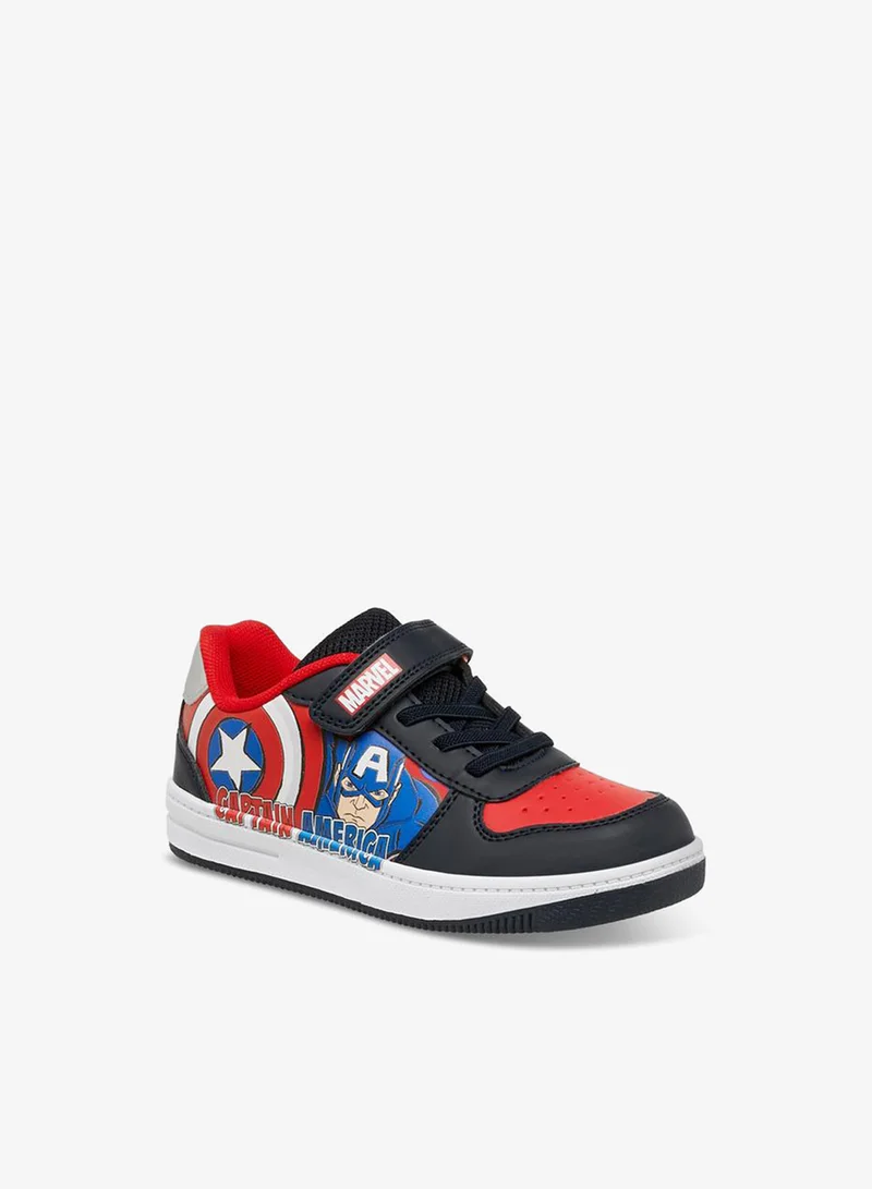 مارفل Captain America Print Sneakers With Hook And Loop Closure