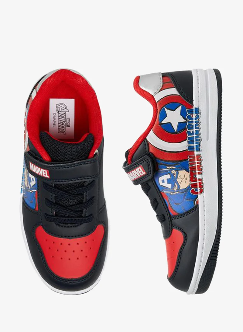 مارفل Captain America Print Sneakers With Hook And Loop Closure