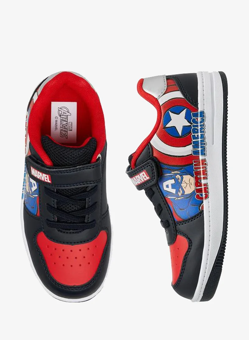 مارفل Captain America Print School Sneakers With Hook And Loop Closure