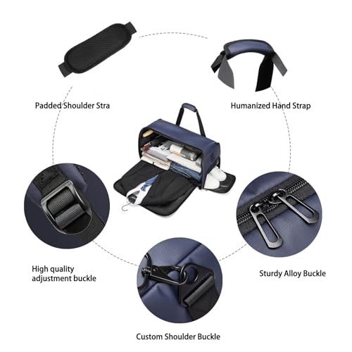 Moulyan Garment Bags for Travel,45L Carry on Convertible Garment Duffle bag for Men Women - 3 in 1 Hanging Suit Travel Bag with Shoulder Strap - Image 3