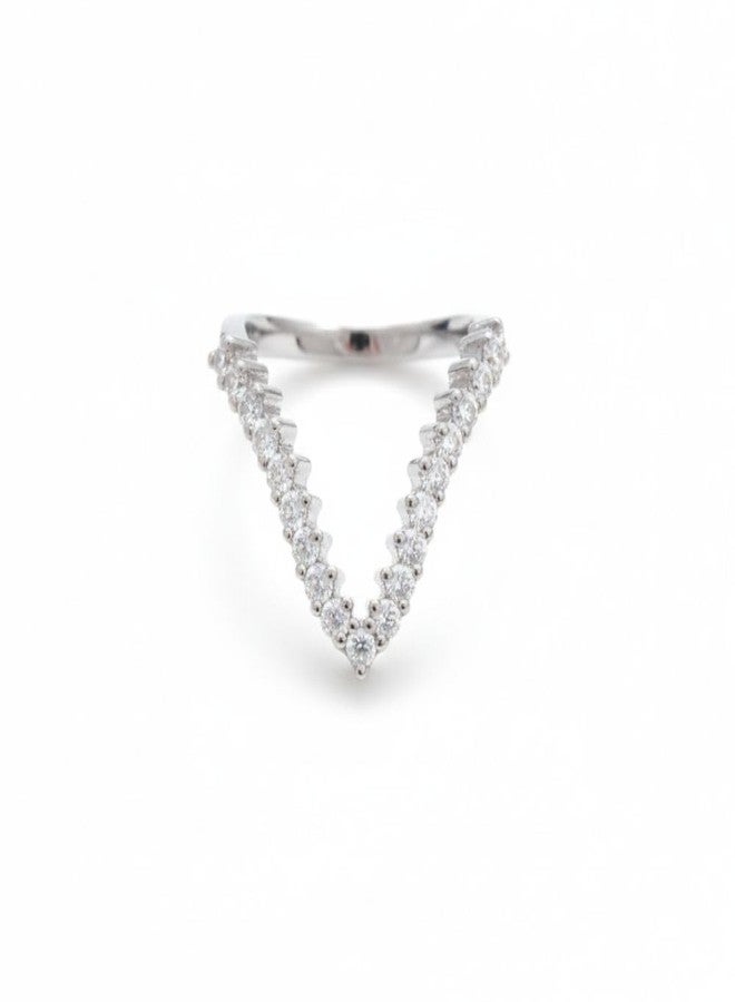 ZEELLO V-Shaped Diamond Ring, Chevron Design, Stackable Band - Image 1