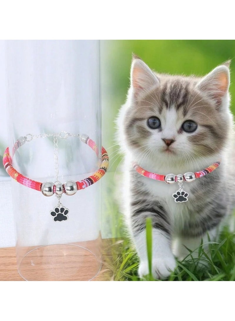 Cute Cat Collar With Cat Paw Pendant, Adjustable Size, Anti-Choking, Suitable For Cats And Other Small Pets. - Image 1