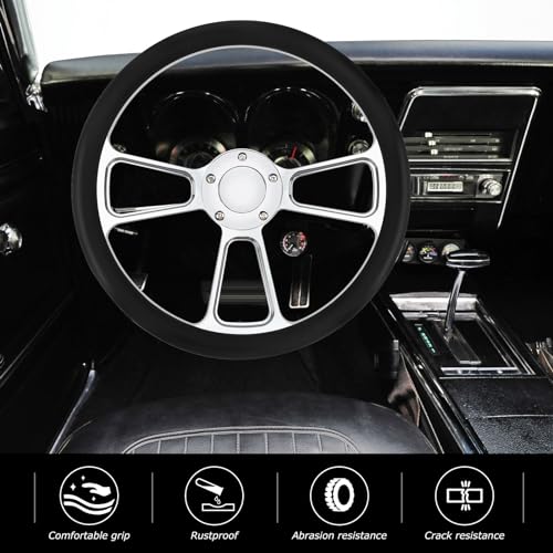 QYMOPAY 5-hole 5-bolt Steering Wheel, 14 Inch Leather Racing Steering Wheel with Horn Button, Car Interior Accessories, Car Tuning Replacement Parts - Image 4