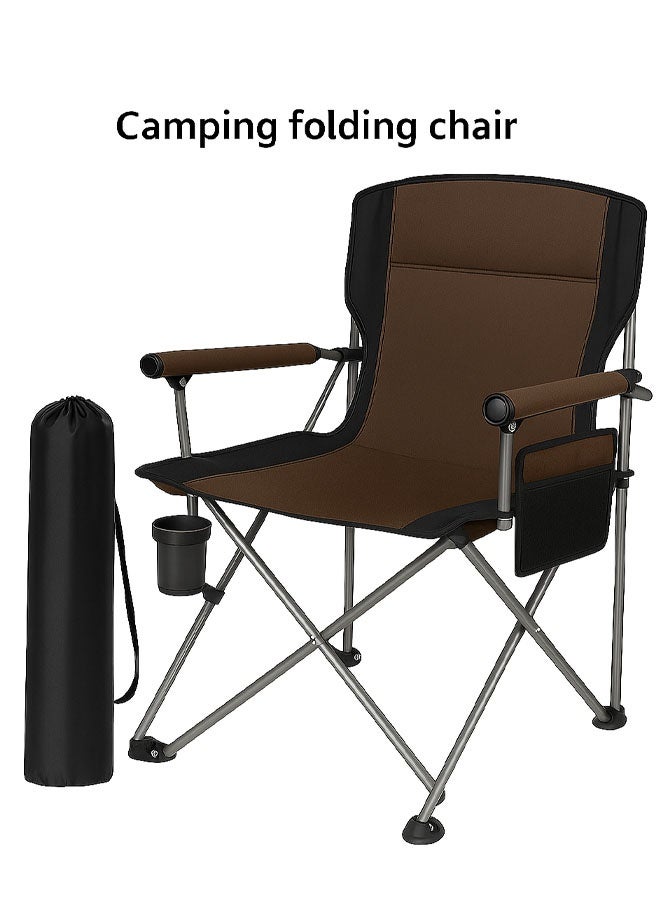 كادي ون كرسي تخييم قابل للطي، كرسي خارجي بمساند للذراع مع حقيبة تخزين جانبية وحامل أكواب، كرسي صيد - Image 1