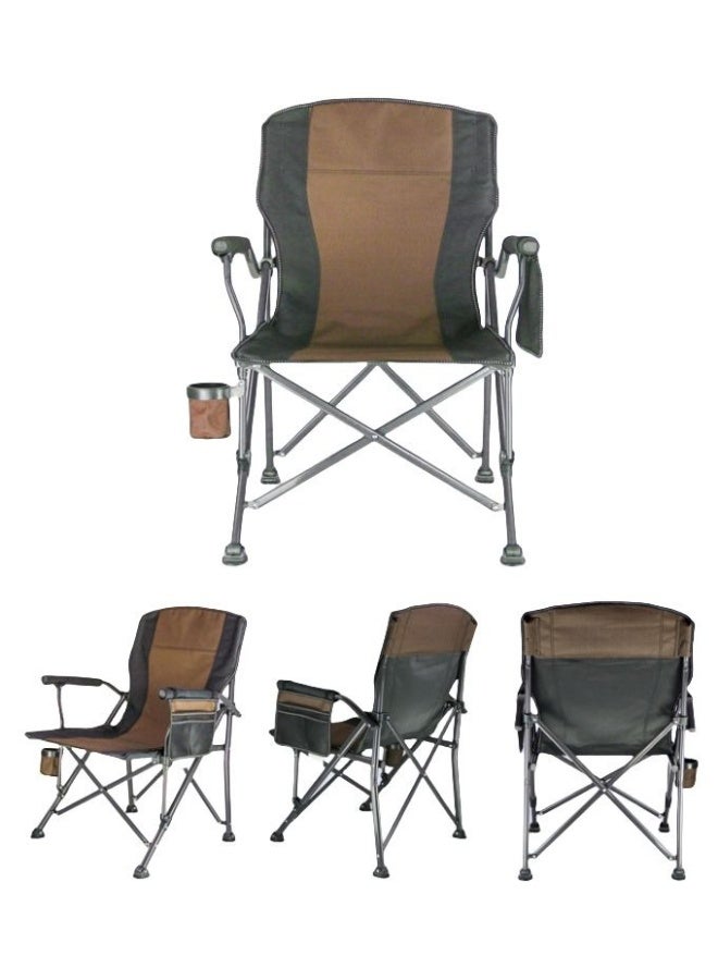 كادي ون كرسي تخييم قابل للطي، كرسي خارجي بمساند للذراع مع حقيبة تخزين جانبية وحامل أكواب، كرسي صيد - Image 5