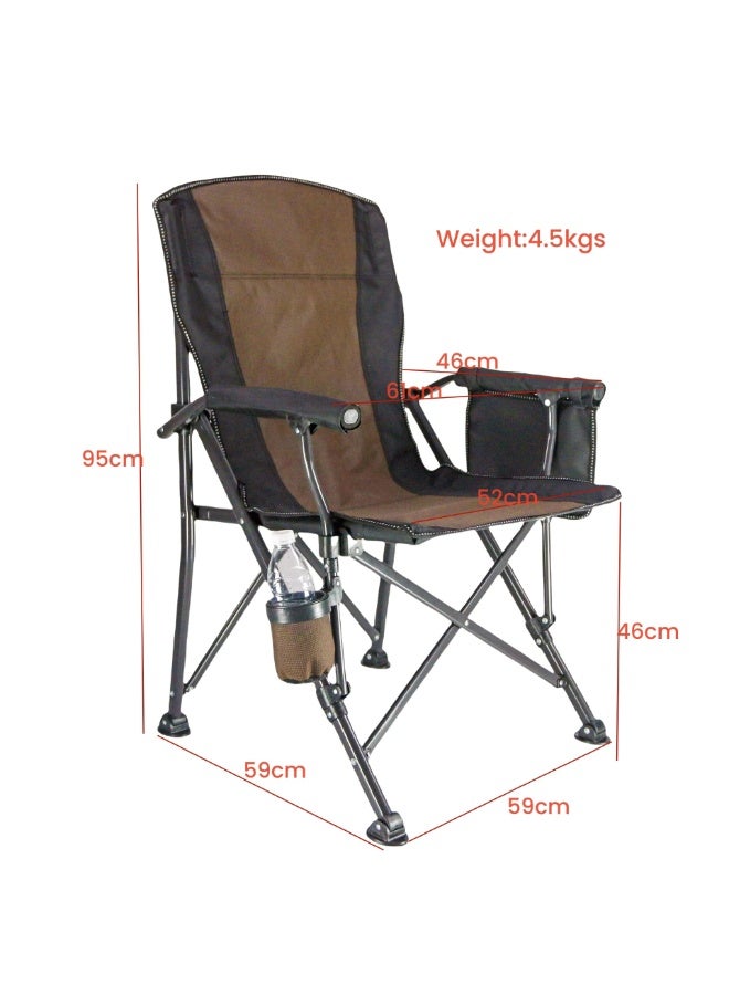 كادي ون كرسي تخييم قابل للطي، كرسي خارجي بمساند للذراع مع حقيبة تخزين جانبية وحامل أكواب، كرسي صيد - Image 3