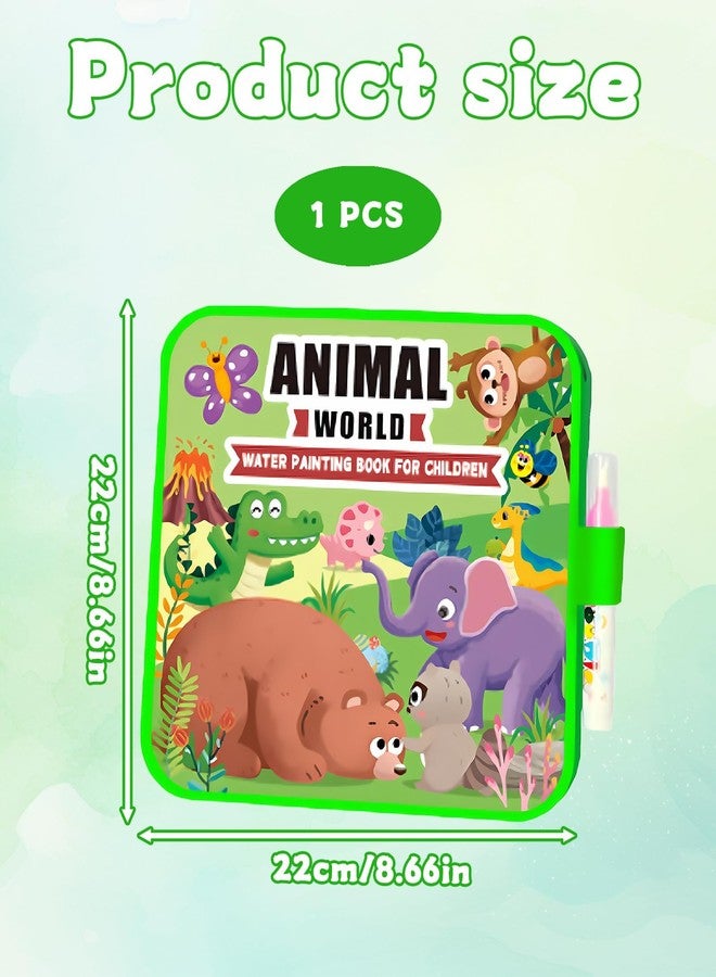 CartHome كتاب تلوين ورقي مائي، كتاب سحري للأطفال من عمر سنتين إلى خمس سنوات، لعبة تلوين سحرية ممتعة وقابلة لإعادة الاستخدام مع قلم مائي، محطة رسم تعليمية للأطفال، مناسبة للتعليم المبكر (حديقة حيوان). - Image 2