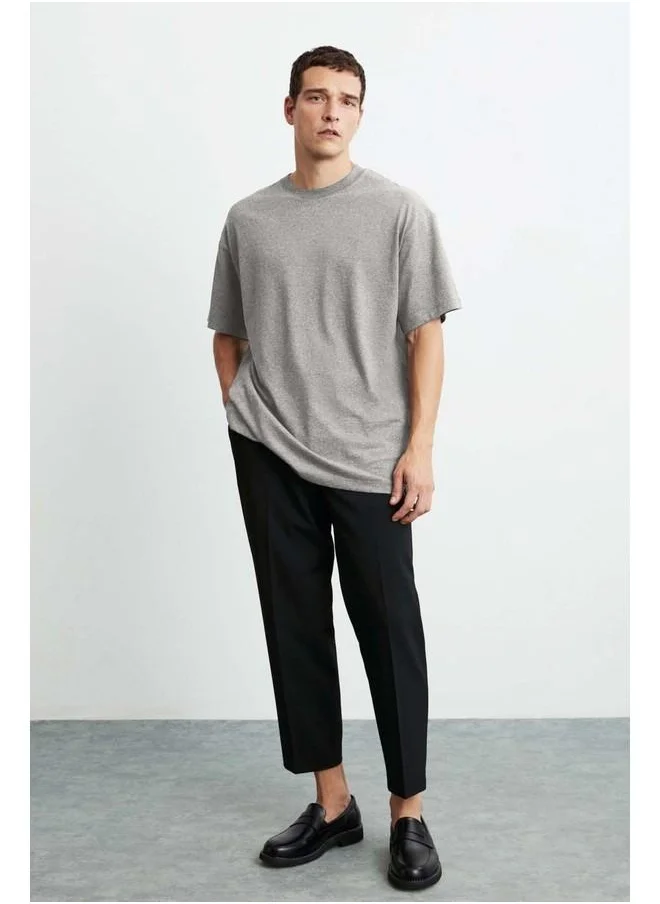 جريميلانج Jett Men's Oversize Fit 100% Cotton Heavy Texture Mélange T-Shirt