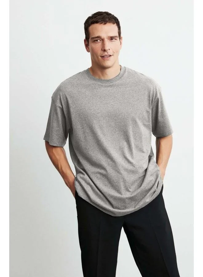 GRIMELANGE Jett Men's Oversize Fit 100% Cotton Heavy Texture Mélange T-Shirt