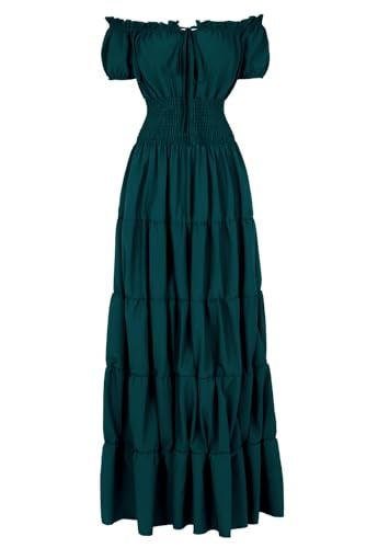 Zhitunemi Renaissance Costume Women Dress: Medieval Costumes for Women Renaissance Dresses - Peasant Cottagecore Theme Party Dark Green M - Image 1