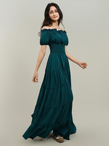 Zhitunemi Renaissance Costume Women Dress: Medieval Costumes for Women Renaissance Dresses - Peasant Cottagecore Theme Party Dark Green M - Image 4