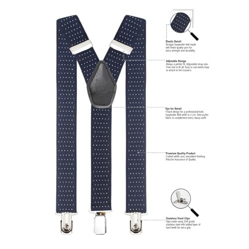 PELUCHE STYLE EVERMORE Peluche Steaming Polka Dot Blue Colour Suspenders (3.5Cm Strap Width Elastic) - Image 3