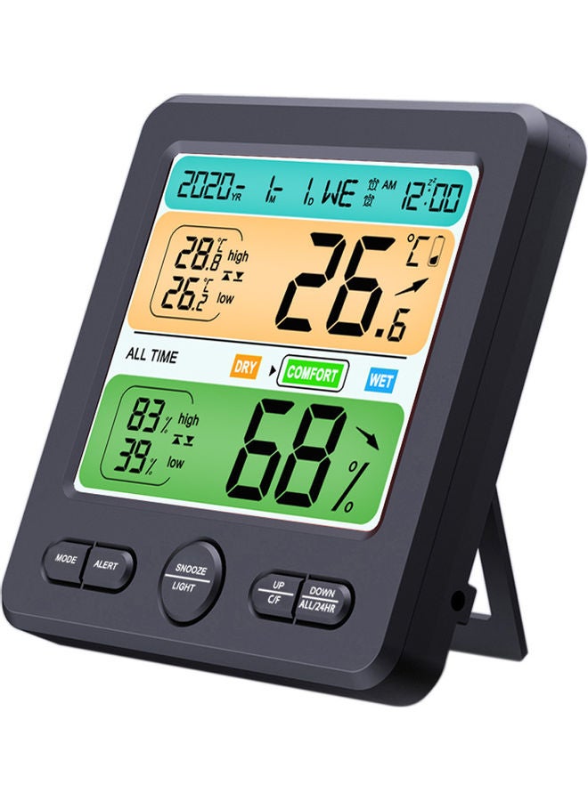 NIBEMINENT Wall-Mounted Desktop Temperature and Humidity Meter Black - Image 1
