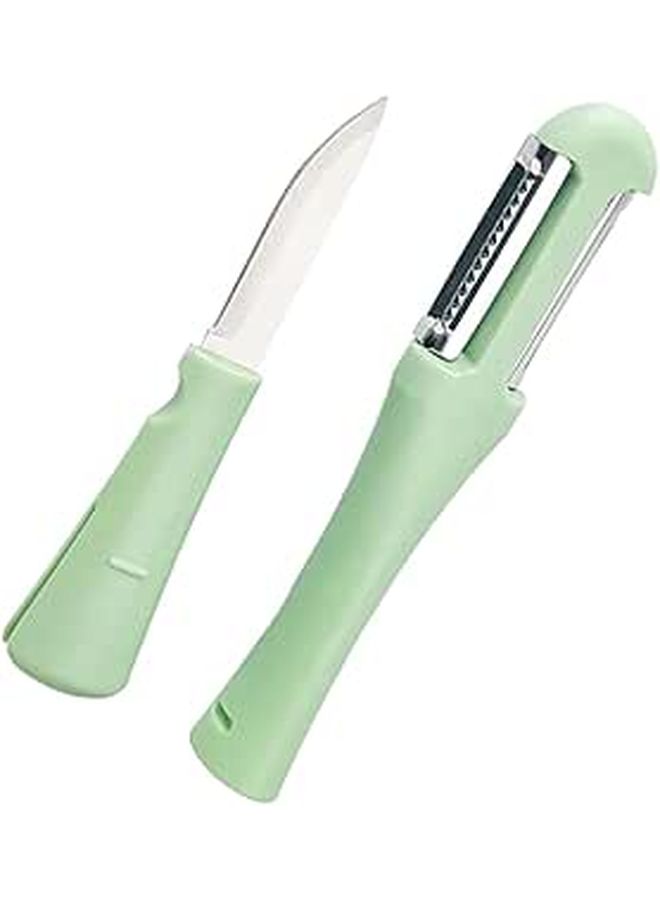 2 Piece Stainless Steel Fruit and Potato Peeler Set Ergonomic Handle Kitchen Tool - Image 1