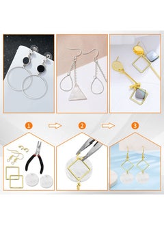 Oubaka 240Pcs Hoop Earrings For Jewelry Making,Beading Hoop Earring Findings Hypoallergenic Teardrop Square Round Earring Hoop Open Bezel Pendant Frame For Diy Craft,Earring Necklace,Crafts Supplies  - Image 3