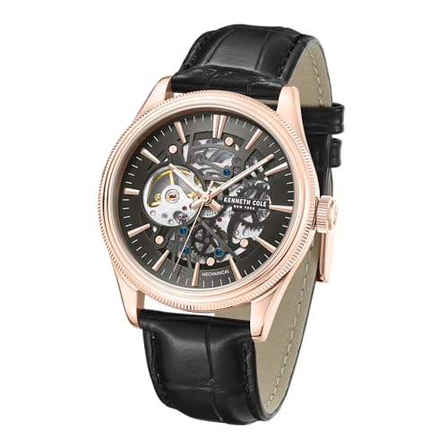 Kenneth Cole Mechanical Grey Dial Black Leather Strap Watch for Men - KCWGE0048904MN - Image 1