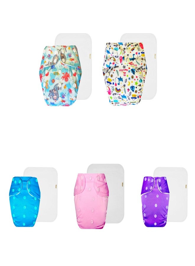 Dumbledo Premium Cloth Diaper with Cotton Insert (Pack of 5) | Snug Fit | Leakproof | Travel Friendly | Everyday Diapering Essential | 3 Months - 3 Years | Unisex Baby - Image 1