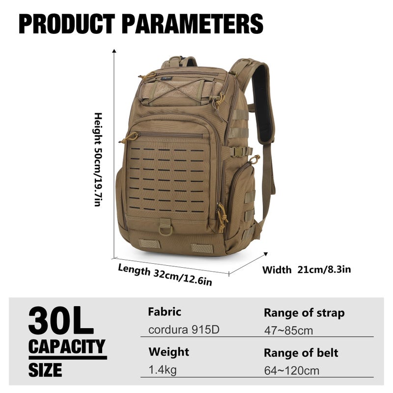 Mardingtop 30L Molle Military Backpack, Tactical Backpack for Men, Cordura Backpack for Hiking,Camping,Trekking - Image 3