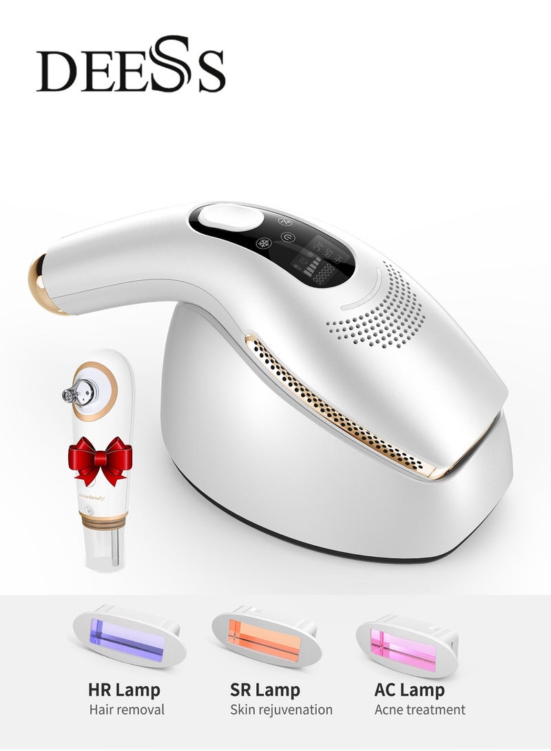 KinseiBeauty GP590 Plus Ice Cooling IPL Hair Removal Device With 3 Lamps(Hair removal/Skin Rejuvenation/Acne Treatment) White Free Gift Blackhead Remover Device - Image 1