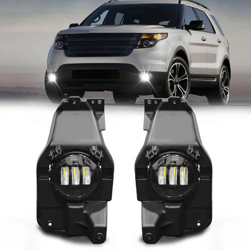 SINYATO INDUST LED Fog Lights Assembly Compatible with 2013 2014 2015 Ford Explorer Front Driving Fog Lamps Clear Lens Replacement Kit DOT Certified 1 Pair - Image 1