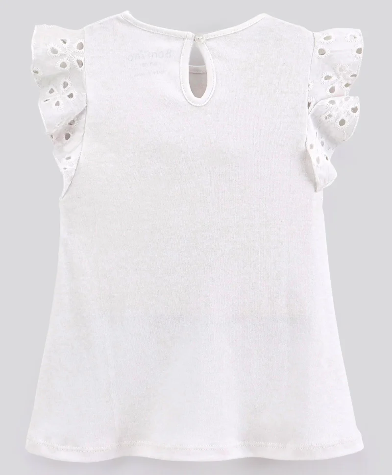 Bonfino Bonfino 100% Cotton Interlock Half Sleeves Floral Print Frock - OffWhite