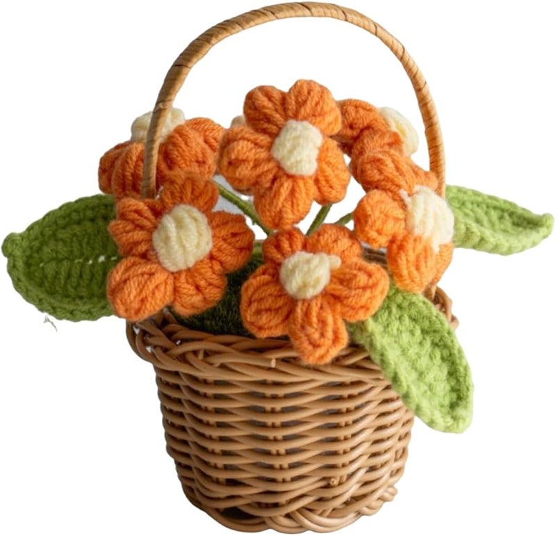 Orange Mini Flower Basket Desktop Decoration Eternal Dried Flower DIY Creative Gift - Image 1