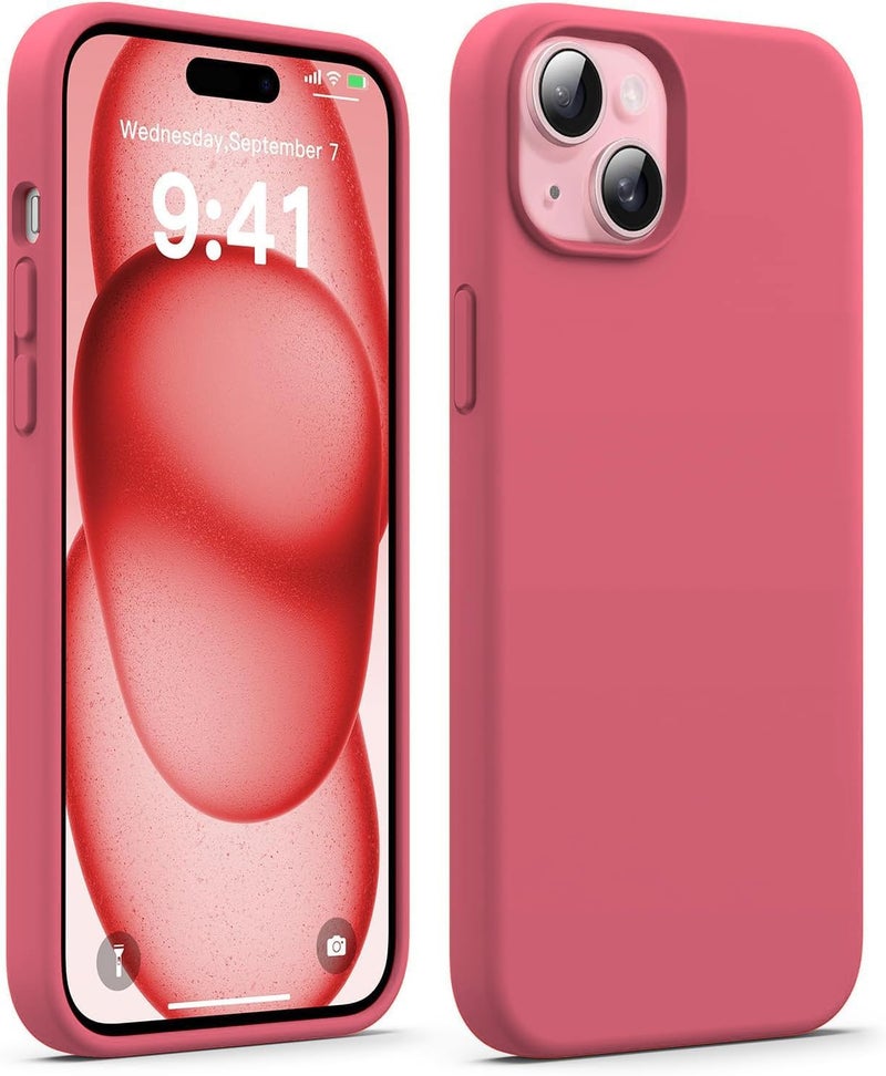 DIZORO Compatible for iPhone 15 Plus Case 6.7, Slim Liquid Silicone 3 Layers Full Covered Soft Gel Rubber Phone Case Protective Cover 6.7 Inch - Hibiscus. - Image 1