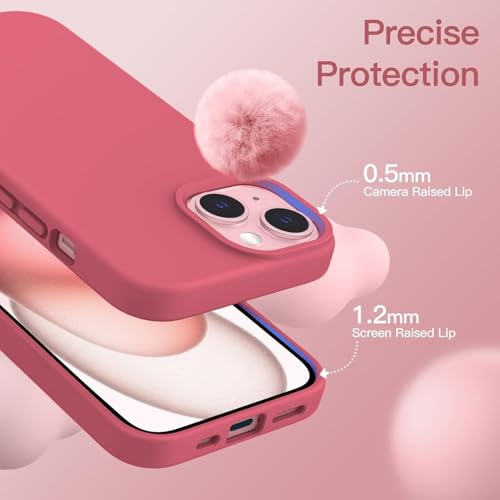 DIZORO Compatible for iPhone 15 Plus Case 6.7, Slim Liquid Silicone 3 Layers Full Covered Soft Gel Rubber Phone Case Protective Cover 6.7 Inch - Hibiscus. - Image 4