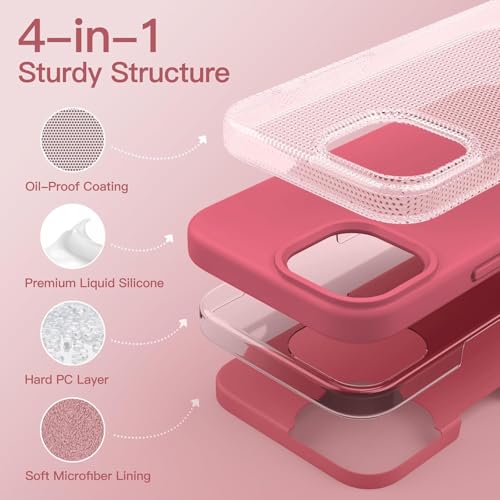 DIZORO Compatible for iPhone 15 Plus Case 6.7, Slim Liquid Silicone 3 Layers Full Covered Soft Gel Rubber Phone Case Protective Cover 6.7 Inch - Hibiscus. - Image 3