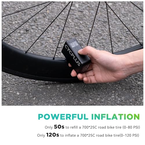 CYCPLUS AS2 PRO Tiny Bicycle Pump with Gauge, Max 120 PSI Electric Mini Pump, Auto Stop, with Presta and Schrader Valve for E-Bike, MTB, and Road Bike (2025 Updated Version) - Image 3