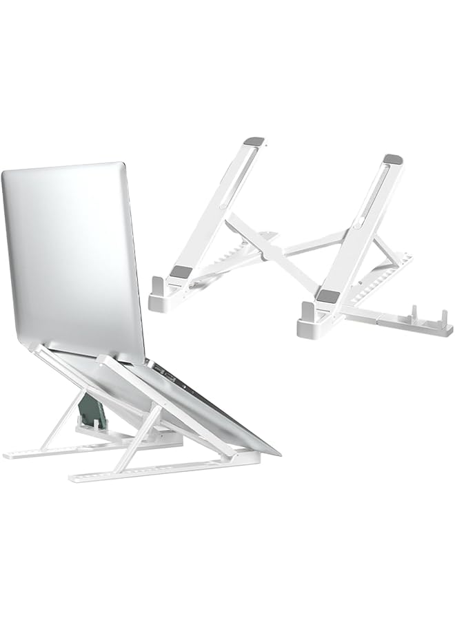 erorex 2 In 1 Laptop Stand For Desk And Phone Holder Adjustable Foldable Laptop Riser Portable Ergonomic Abs Notebook Stand For Laptops Ipad 11 17 Inch  - Image 1