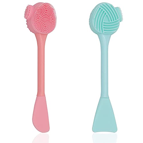 Bhavyam 2 in 1 multipurpose silicone face cleansing brush for applying face pack Pore Cleansing Blackhead Removing face cleaning brush for women girls(multicolour) (1) - Image 1
