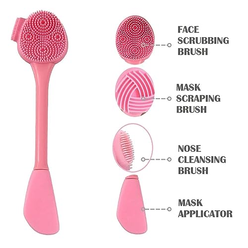 Bhavyam 2 in 1 multipurpose silicone face cleansing brush for applying face pack Pore Cleansing Blackhead Removing face cleaning brush for women girls(multicolour) (1) - Image 3