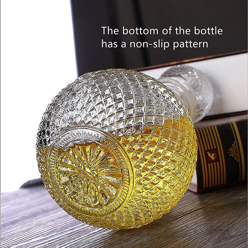 Ravizaa Whiskey Decanter Wine Bourbon Brandy Liquor Juice Water Mouthwash Airtight Stopper Lead Free Glass Round Ball Shape Round Decanter - Image 5