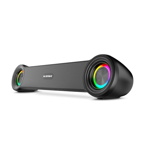 Nu Republic Partybox 180 with 18W Output, Upto 6 Hrs Playtime, 52mm Dynamic Driver, Vibrant RGB Light Bluetooth Soundbar (Black) - Image 1