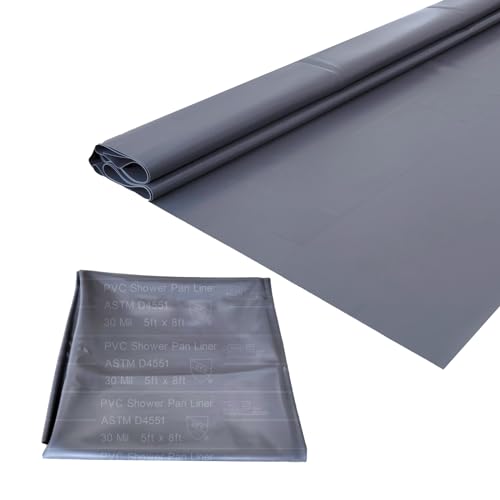 Torcia SINGFORM 30 mil Thickness 5' x 8' Shower Pan Liner | PVC Waterproofing Membrane Shower Pan & Base Sheet for Bathroom and Kitchen, Utra Durable, Grey - Image 1