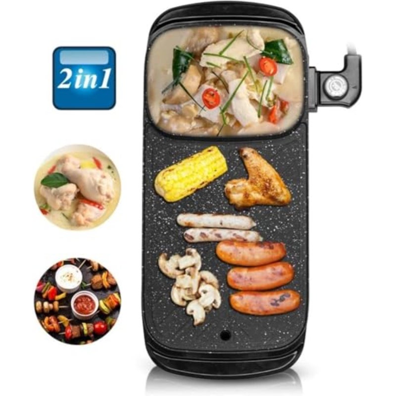 Electric Backin pan, Multi functional Cooking Grill, Fry, Fried, Stir-fry, Roast and Hot Pot, 1350W, Non-stick Surface, Adjustable Temperature Control for Crepes, Pancakes, Eggs and More - Image 3