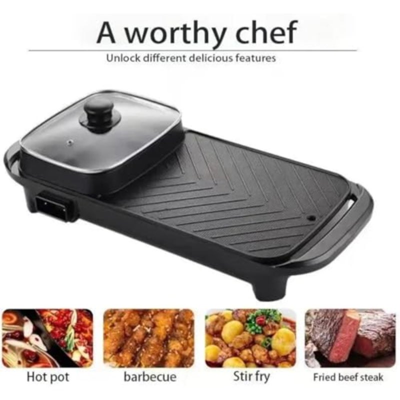 Electric Backin pan, Multi functional Cooking Grill, Fry, Fried, Stir-fry, Roast and Hot Pot, 1350W, Non-stick Surface, Adjustable Temperature Control for Crepes, Pancakes, Eggs and More - Image 4
