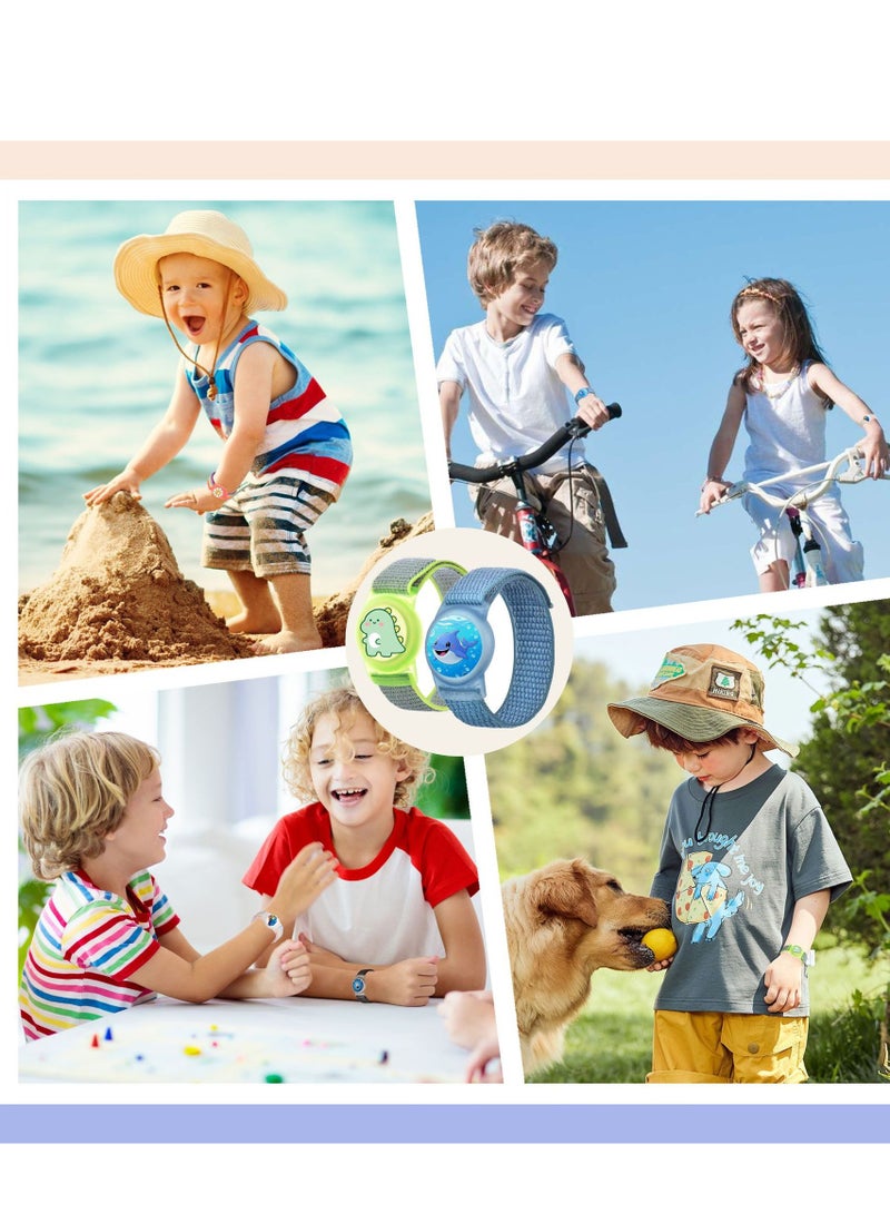 Innoshine 2 Pack Kids Air Tag Covers  Carton  Airtag Wristband Kids Airtag Bracelet for Children, Apple Air Tag  Cases with Nylon Wristband, Waterproof full cover Airtag Trackers Case Cover Elastic Watch Band for Toddlers Girls Boys Elders - Image 2