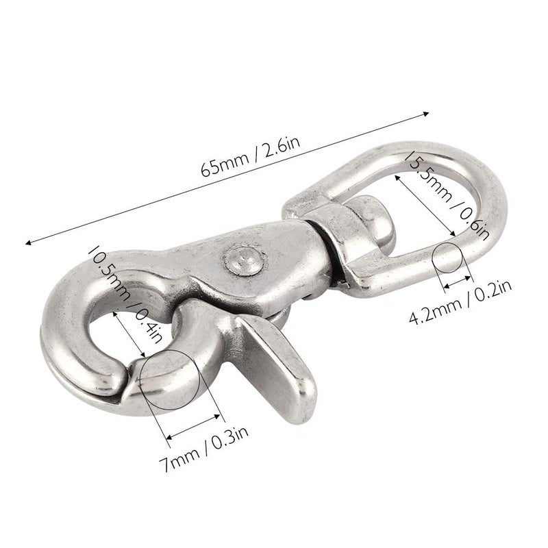 Stainless Steel Trigger Snap Hooks 3x11x65mm 5 Pieces Marine Grade Clasp Rigging Accessories - Image 4